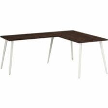 Desk, L-Shaped, w/Metal Legs, 60"x77"x30", Black Walnut