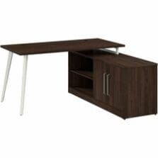 Desk, L-Shaped, w/Low Cabinet, 60"x59"x30", Black Walnut