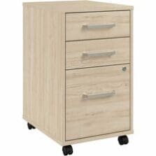 File Cabinet, 3-Drawer, Locking, 16"x20"x27", Natural Elm