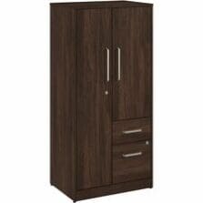 Wardrobe Cabinet, w/2Drawers, 29"x20"x61", Black Walnut