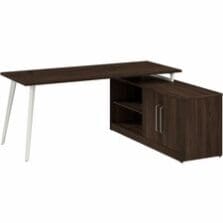 Desk, L-Shaped, w/Low Cabinet, 71"x59"x30", Black Walnut