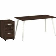 Desk, w/3-Drawer File Cabinet, 60"x29"x30", Black Walnut