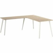 Desk, L-Shaped, w/Metal Legs, 71"x77"x30", Natural Elm