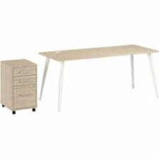 Desk, w/3-Drawer File Cabinet, 71"x29"x30", Black Walnut