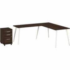 L-Desk, w/Return/File Cabinet, 71"x29"x30", Black Walnut