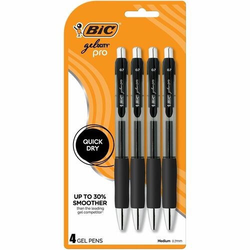 Gel-ocity Pro Gel Pen, Retractable, Medium 0.7 mm, Black Ink, Translucent Black/Black Barrel, 4/Pack
