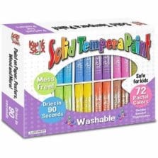 Paint Sticks, Solid Tempera, 12 Colors, 72/Set, Pastels