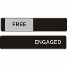 Sign, Door, w/Slider, Free/Engaged, 10"x2", MI