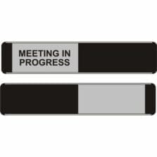 Sign, Door, w/Slider, Meeting in Progress, 10"x2", MI