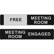 Sign, Door, w/Slider, Free/Engaged Meeting Room, 10"x2", MI