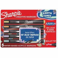 Markers, Bullet, Acrylic, Water-Based, 5/PK, EarthTones AST