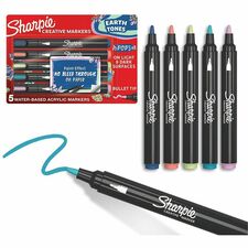 Markers, Bullet, Water-Based, 5/PK, Navy/Coral/Lime/Lilac/TE