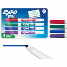 Dry-erase Markers, Fine Point, Nontoxic, 4/PK, Assorted