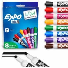 Dry-Erase Markers, Chisel Point, Low-odor, 8/ST, Assorted
