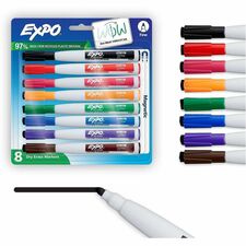 Magnetic Dry Erase Markers, Brd/Md/Fine Pt, 8/PK, Ast