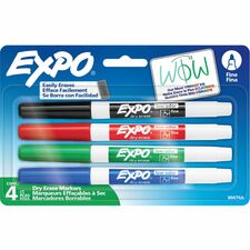 Dry-erase Markers, Fine Point, Nontoxic, 4/ST, Assorted