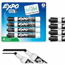 Dry-Erase Markers, Chisel Tip, 4/PK, Black