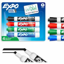 Dry-erase Markers, Chisel Point, Nontoxic, 4/ST, Assorted