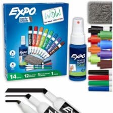 Dry-Erase Kit, Chisel/Fine, 12 Markers, w/Eraser/Spray, AST