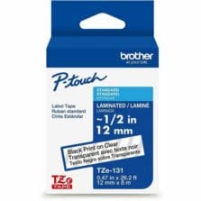Label Tape, Laminated, f/P-touch, 0.47"x26.2', BlackonClear
