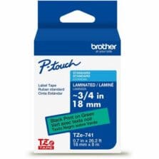 Label Tape, Laminated, f/P-touch, 0.7"x26.2', BlackonGreen