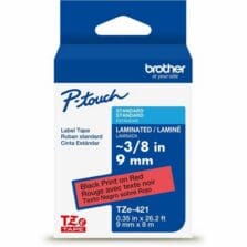 Label Tape, Laminated, f/P-touch, 0.35"x26.2', BlackonRed