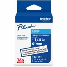 Label Tape, Laminated, f/P-touch, 0.23"x26.2', BlackonClear
