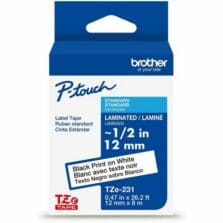 Label Tape, Laminated, f/P-touch, 0.47"x26.2', BlackonWhite