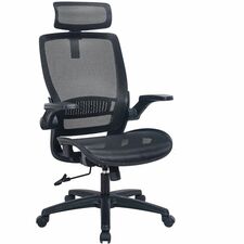 High-Back Chair, w/Headrest, Mesh Back/Seat, Black