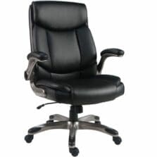 High-Back Chair, PU, Flip-Up Arms, 25.8"x28.3"x41.5"-44.5", BK