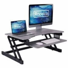 Desk Converter, Dual Piston, Anti-Scratch Pads, 32"Wx20.6"D, GY
