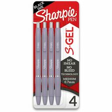 Sharpie Pen, Gel, 0.7mm, 4/PK, Black Ink/Icy Violet Barrel