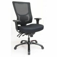 High-Back Chair, 400 lb Cap, 20-1/2"W x 20"D x 40"-44-1/2"H, Black