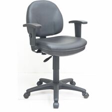 Task Chair, Vinyl Seat/Back, 24"x17-3/4"x34-1/2"-38-1/2", BK