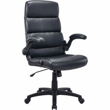 High-Back Chair, Leather, 25.2"x27"x40.9-43.6", Black