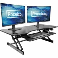 Desk Converter, Dual Piston, Anti-Scratch Pads, 45"Wx22.6"D, BK