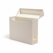 File Box, Flip Top, w/Nameplate, Linen, 10"x3.7"x13", Beige