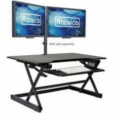 Desk Riser, Retractable Tray, Grommet, 40"W x 23.6"D, Black