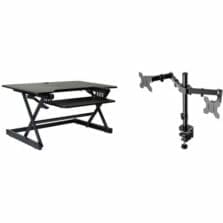 Desk Converter, Monitor Mount, Height Adjust., 40"Wx23.6"D, BK