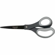 Scissors, Nonstick, SoftGrip, Stainless Steel, 8", Gray