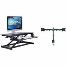 Desk Riser, Dual Monitor Mount, Gas Piston, 31, 5"Wx17.45"D, BK