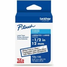 Label Tape, Laminated, f/P-touch, 0.47"x26.2', WhiteonClear