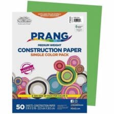 Construction Paper, Groundwood, Medium-Weight, 9"x 12", 50/PK, Brite Green