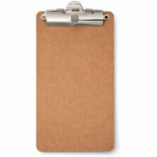 Clipboards, Reciept/Memo-Size, MetalCLip, Non-SLipGrip, PenHolder, Recycled Wood, 5"x9", 12/CT, Brown