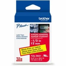 Label Tape, Xtra-Strength, f/P-touch, 0.47"x26.2', BlackonYellow
