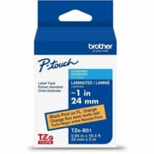 Label Tape, Lamin, f/P-touch, 0.94"x26.2', BlackonFlu.Orange