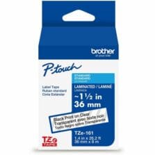 Label Tape, Laminated, f/P-touch, 1.4"x26.2', BlackonClear