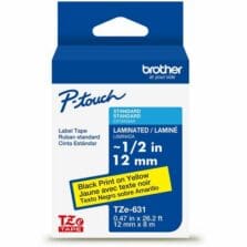 Label Tape, Laminated, f/P-touch, 0.47"x26.2', BlackonYellow