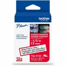 Label Tape, Xtra-Strength, f/P-touch, 0.47"x26.2', WhiteonClear