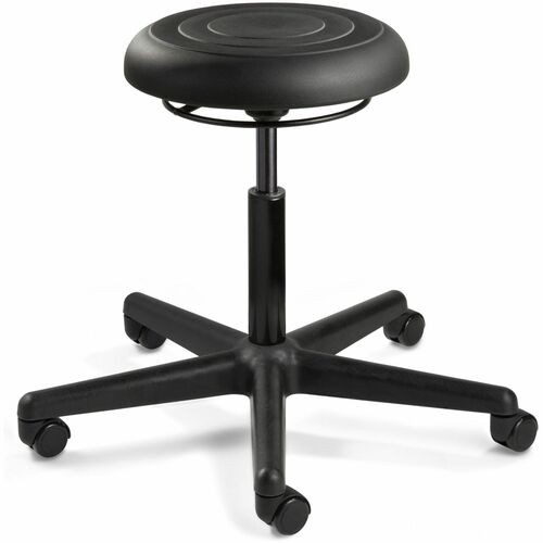 Stool, Adjst., Hard-Floor Casters, Foam, Poly, 23"x23"x21.5", BK